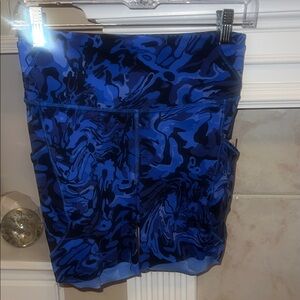 lululemon athletica Blue Abstract Print Bike Shorts